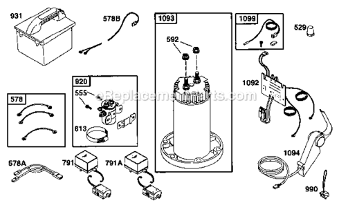 Electric Motor And Related Diagram and Parts List for BE2010-0107-01  Briggs and Stratton Engine